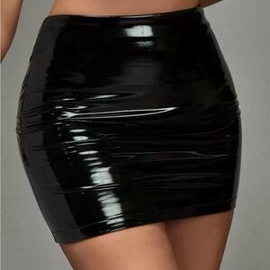 Black High-Shine Mini Skirt